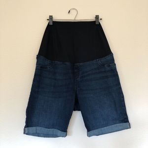 Maternity Crossover Panel Bermuda Jean Shorts